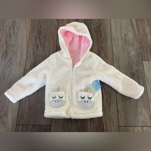 New with tag girls unicorn white plush jacket size 4T